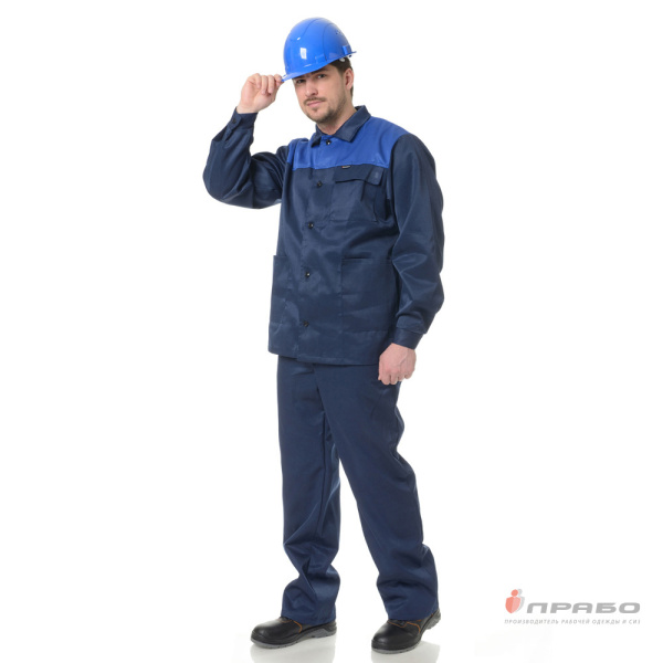 Костюм мужской "Стандарт 2" синий/василёк (куртка и полукомбинезон)