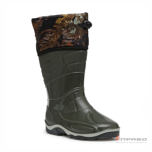 Сапоги женские ПВХ арт. 246 тёмно-зелёные (33 см с надставкой)