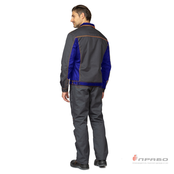 Костюм мужской "Бренд 1" тёмно-серый/васильковый (куртка и брюки)