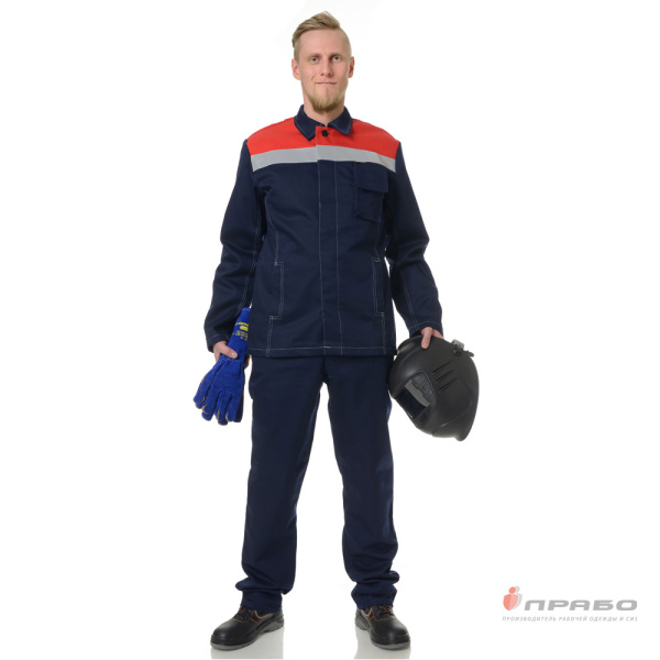 Костюм огнестойкий "Титан Комфорт" синий/красный 1 класса защиты (куртка и брюки)