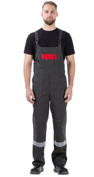 Костюм мужской рабочий "Тимбер" РФ серый-красный с ПК