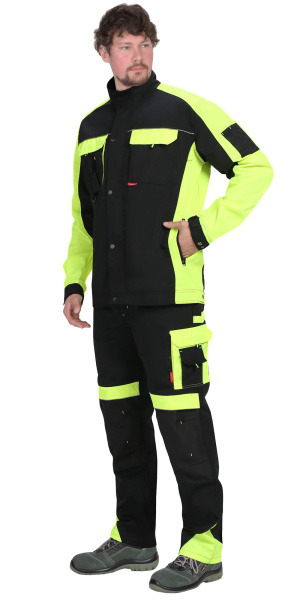 Костюм СИРИУС-ОНИКС куртка, брюки черный с лимонным