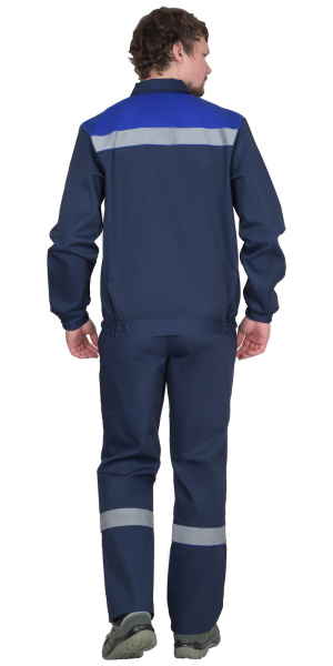 Костюм СИРИУС-МАСТЕР летний: куртка, брюки, темно-синий с васильковой отделкой