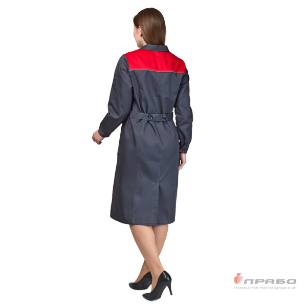 Халат женский "Бренд 2020" серый/красный