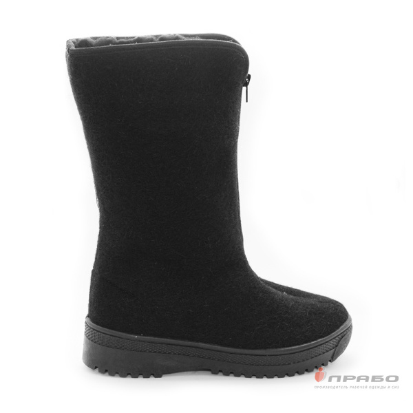 Полусапоги суконные ("Прощай молодость") женские с подошвой ПВХ на молнии чёрные