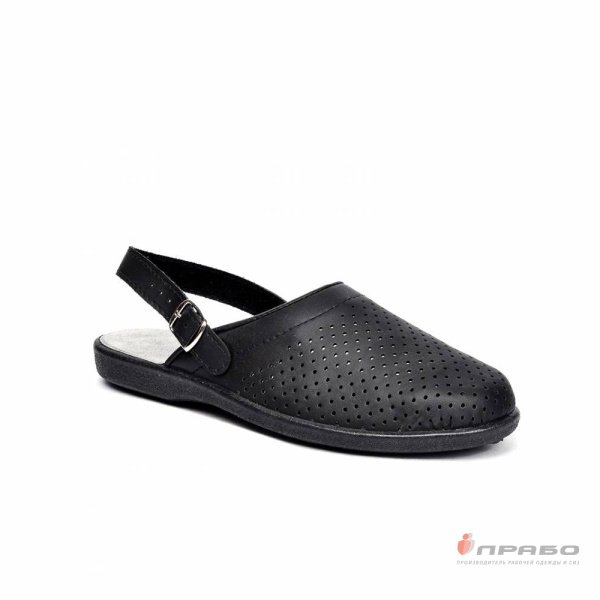 Сабо кожаные мужские с подошвой ПВХ чёрные (натуральная кожа)