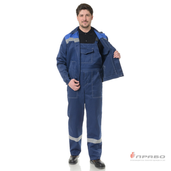 Костюм мужской "Пантеон 2" синий/василёк (куртка и полукомбинезон)