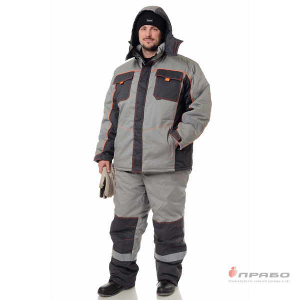 Костюм мужской утеплённый "Бренд" серый/серый (куртка и полукомбинезон)