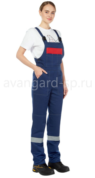 Костюм женский рабочий летний "Тимбер" синий-красный с ПК