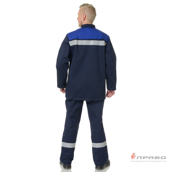 Костюм сварщика "Премиум" синий/василёк из натурального хлопка с ОП (куртка и брюки)