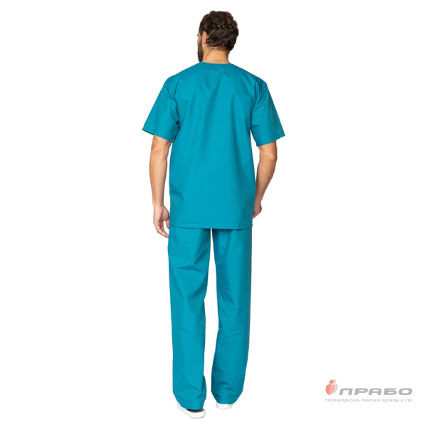 Костюм медицинский мужской "Хирург" бирюзовый (блузон и брюки)
