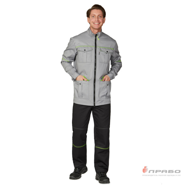Куртка мужская "Эко-Босс" светло-серая/лимонная