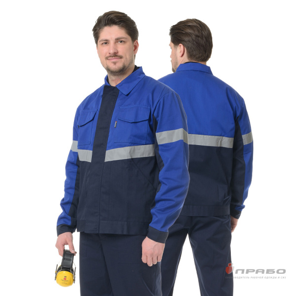Костюм антистатический мужской "Вираж-Антистат" тёмно-синий/василёк (куртка и брюки)