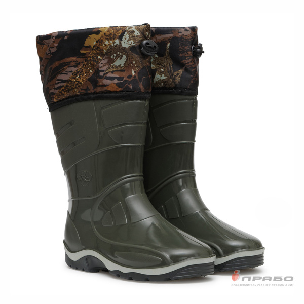 Сапоги женские ПВХ арт. 246 тёмно-зелёные (33 см с надставкой)