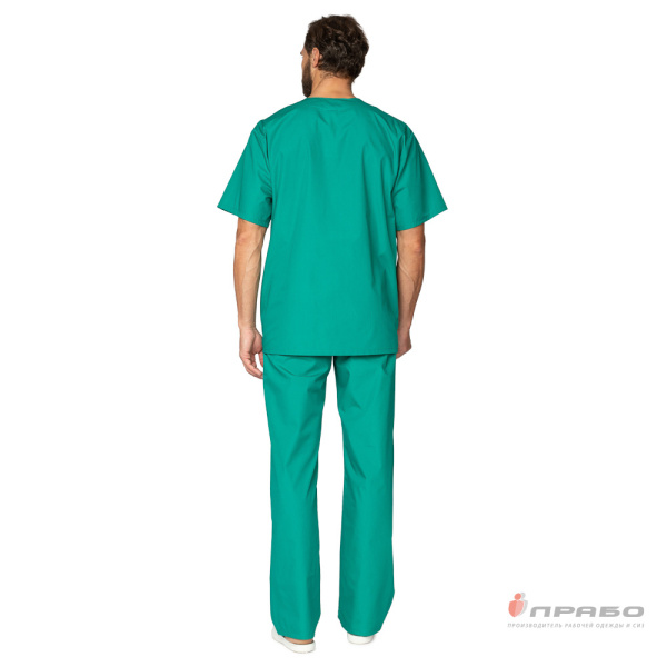 Костюм медицинский мужской "Хирург" зелёный (блузон и брюки)