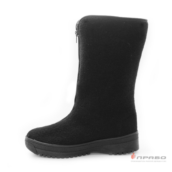 Полусапоги суконные ("Прощай молодость") женские с подошвой ПВХ на молнии чёрные