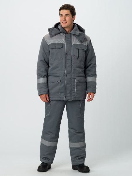 Костюм зимний Титан (тк.Смесовая,210) п/к, серый/св.серый