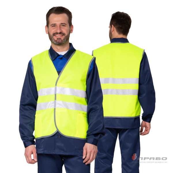 Жилет сигнальный "Спектр Лайт 1" лимонный с застёжкой на контактной ленте