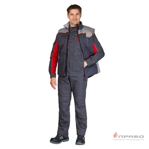 Жилет универсальный утеплённый "Бренд" тёмно-серый/светло-серый