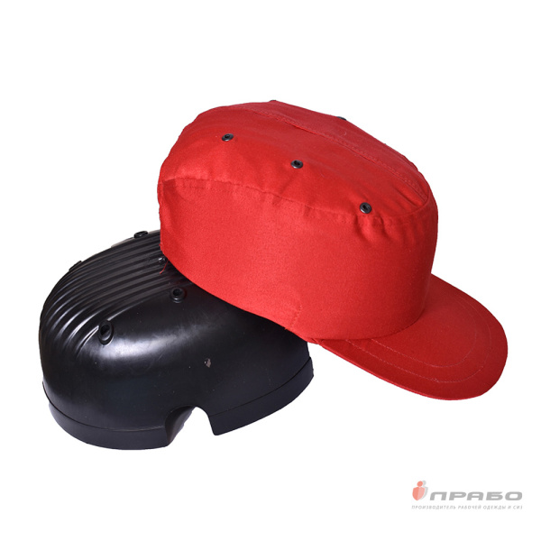 Каскетка-бейсболка защитная с вставкой из ударопрочного пластика красная