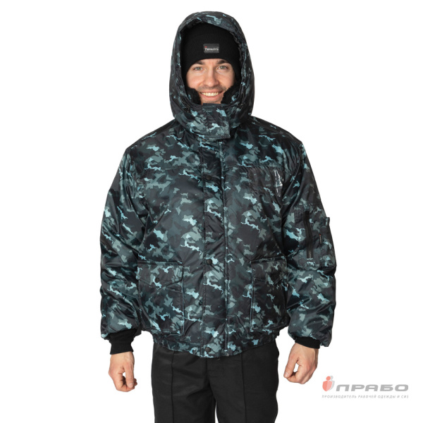 Куртка мужская утеплённая с капюшоном "Альфа" КМФ город серый