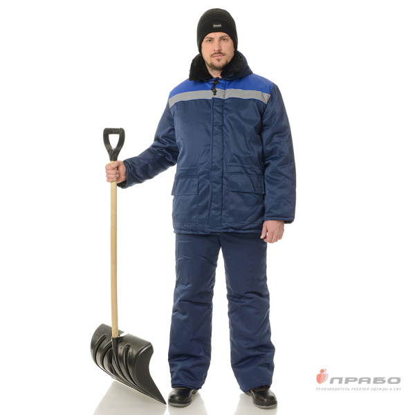 Куртка мужская утеплённая "Бригадир СОП" тёмно-синий/василёк