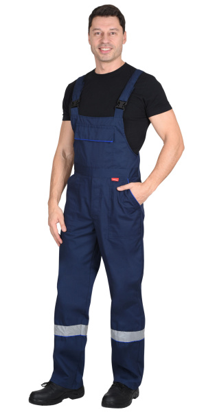 Костюм СИРИУС-МАСТЕР летний: куртка, полукомбинезон, темно-синий с васильковой отделкой