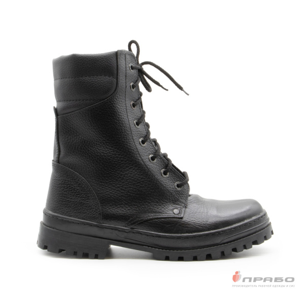 Ботинки хромовые "ОМОН" на подошве ТЭП чёрные (натуральный мех)
