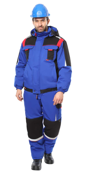 Костюм СИРИУС-СТАН зимний: куртка, п/к васильковый с черным и красным