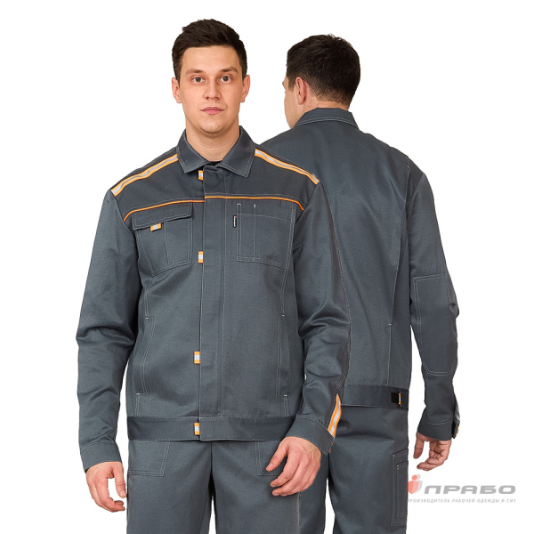 Костюм мужской "Уни-Спец" тёмно-серый/оранжевый (куртка и полукомбинезон)