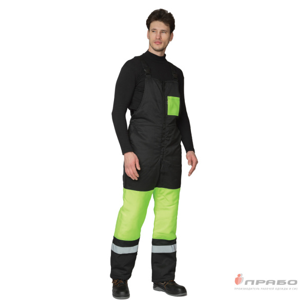 Костюм мужской утеплённый "Трасса" лимонный/чёрный (куртка и полукомбинезон)