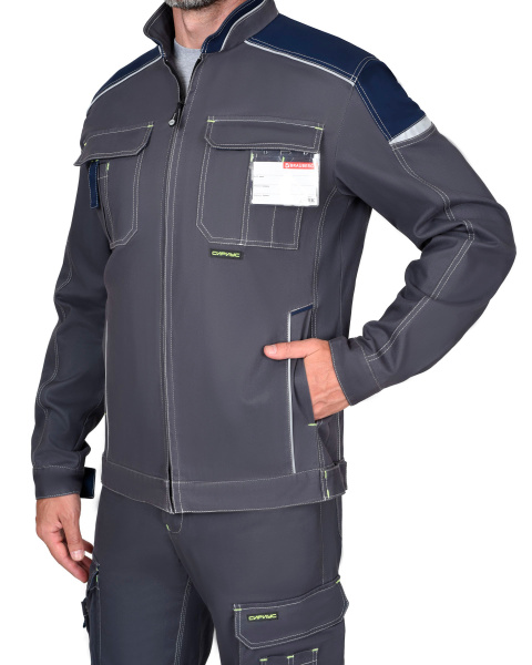 Костюм СИРИУС-ДЖЕТ куртка, брюки т-серый с синим тк. мех. стрейч с ВО