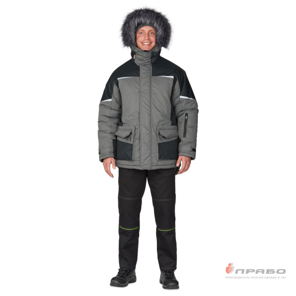 Куртка мужская утеплённая "Сюрвейер" тёмно-серый/чёрный