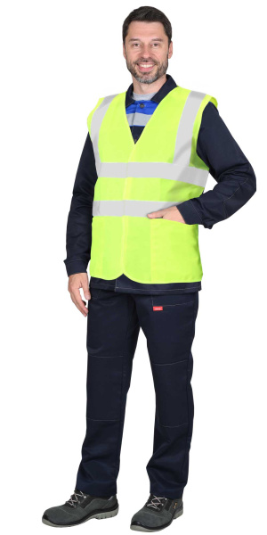 Жилет сигнальный SIRIUS кл.2, 4 СОП (трик.120 гр/м2, карманы) лимонный (ЧЗ)