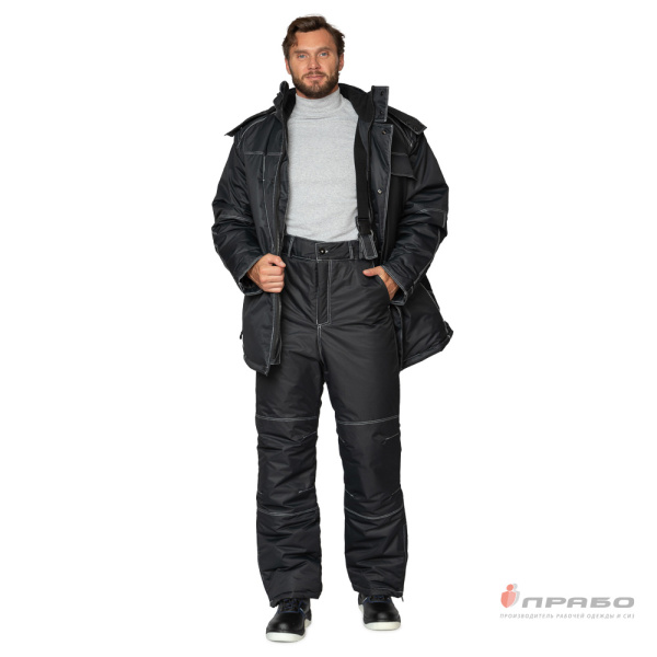 Костюм мужской утеплённый "Викинг" чёрный (куртка и брюки)