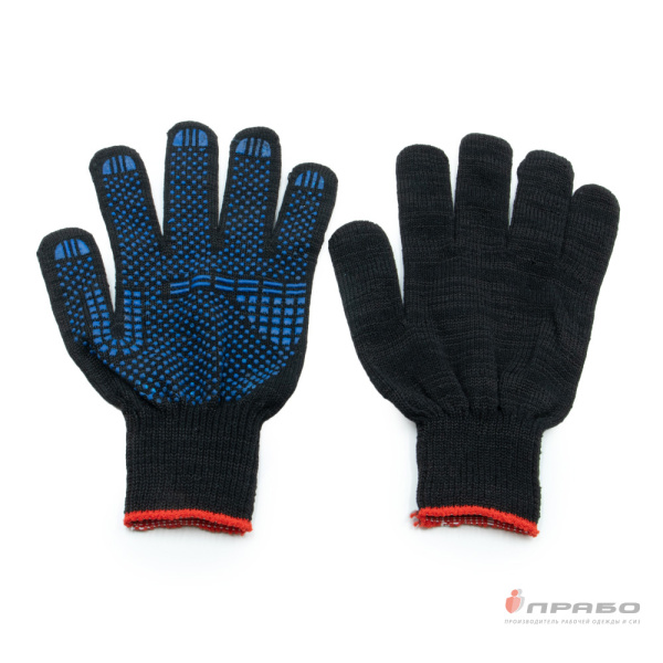 Перчатки х/б с ПВХ-покрытием "Точка" (10 класс) Люкс чёрные
