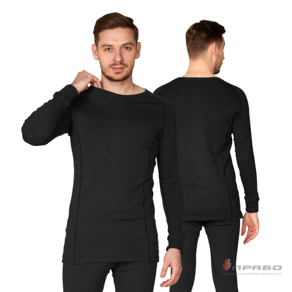 Термобельё мужское х/б однослойное чёрное (фуфайка), 270 г/м²