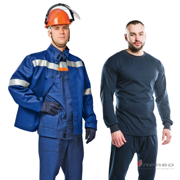 Костюм летний для защиты от электрической дуги "СП04-Л VI"I с уровнем защиты до 51 кал/см² тёмно-синий/оранжевый (куртка и брюки)