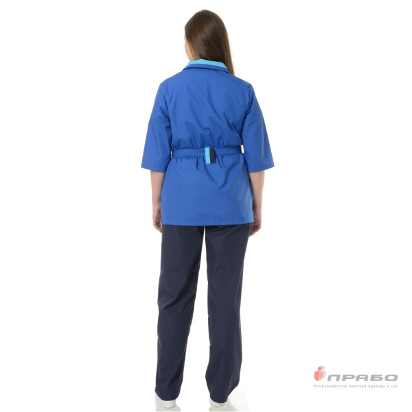 Костюм женский "Лира" василёк/синий (блузон и брюки) для рабочего персонала сферы обслуживания