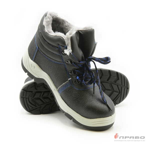 Ботинки рабочие утеплённые SJ7088-S-W с подошвой ПУ/ТПУ, МП и МС (иск.мех) чёрный/синий