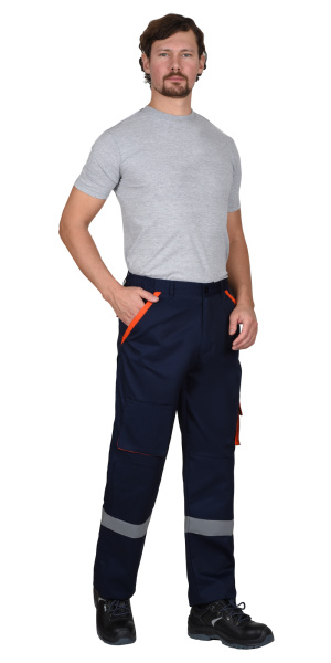 Костюм СИРИУС-БИЛДЕР куртка, брюки темно-синий с оранжевым