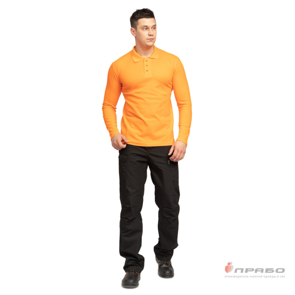 Рубашка "Поло" с длинным рукавом оранжевая