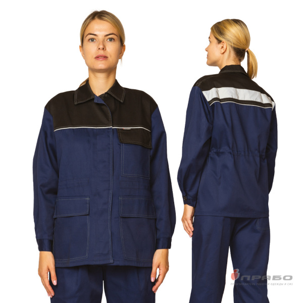 Костюм женский "Ударница Премиум" синий/чёрный