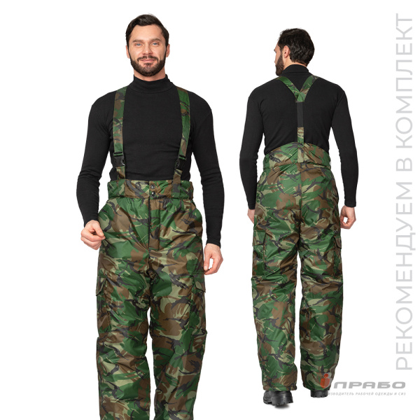 Брюки мужские утеплённые "Альфа" со съемными бретелями камуфляж кукла