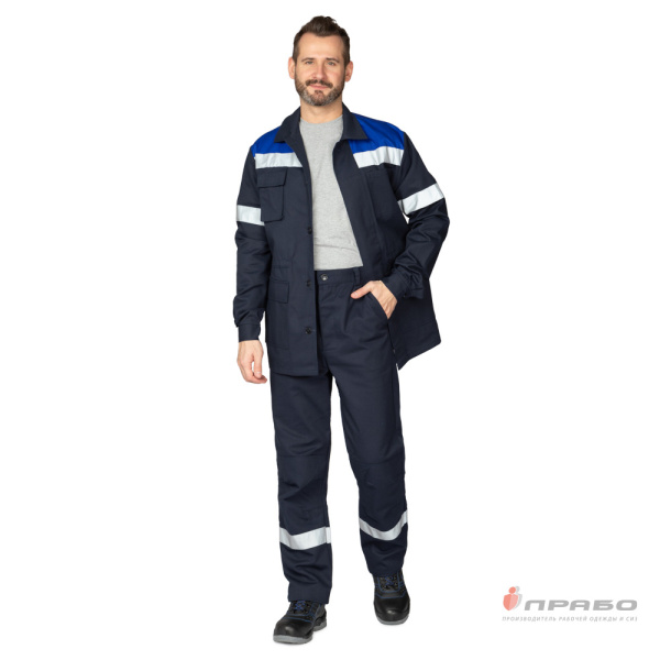 Костюм мужской "Мечел С101" синий/василёк (куртка, брюки)