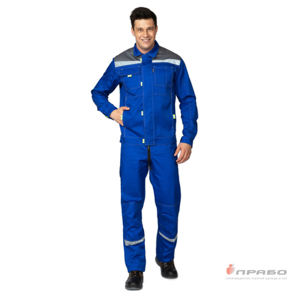 Костюм мужской летний "Профессионал 2 СОП" василёк/серый (куртка и полукомбинезон)
