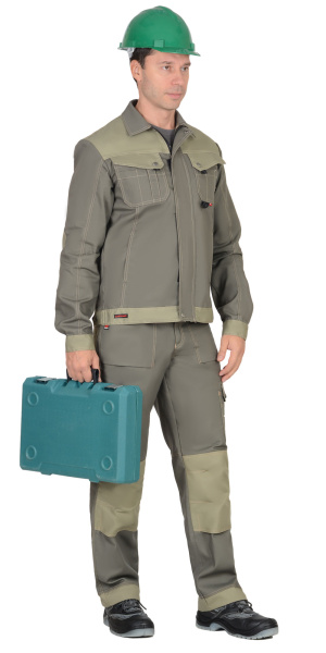 Куртка СИРИУС-ВЕСТ-ВОРК  т.оливковый со св.оливковым пл. 275 г/кв.м