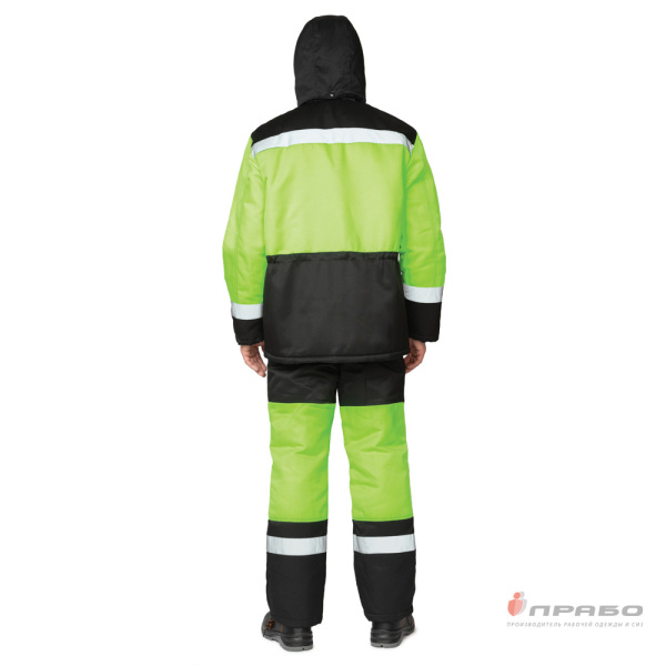 Костюм мужской утеплённый "Трасса" лимонный/чёрный (куртка и полукомбинезон)