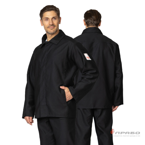 Костюм жаростойкий молескиновый с огнестойкой пропиткой ТУ 2 чёрный (куртка и брюки)