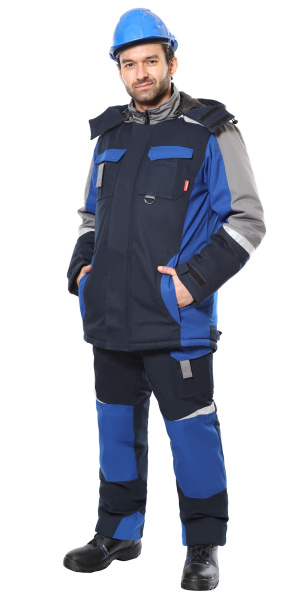 Костюм СИРИУС-ФАВОРИТ-МЕГА-РОСС зимний, куртка и полукомбинезон, синий с васильковым и СОП